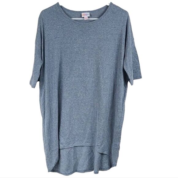 LuLaRoe IRMA Slate Blue High Low Tunic Tee Shirt XS (2/4/6) Short Sleeve Stretch - Picture 1 of 6